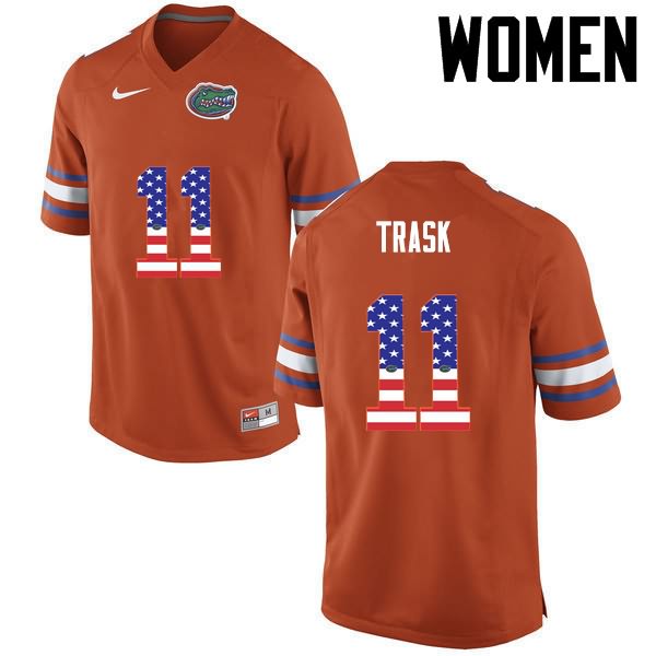 Women's NCAA Florida Gators Kyle Trask #11 Stitched Authentic USA Flag Fashion Nike Orange College Football Jersey ODL1565PZ